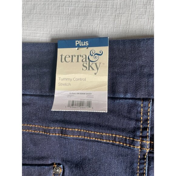 Terra & Sky Womens Plus Size 4X Denim Shorts With Tummy Control & Stretch - Picture 6 of 6